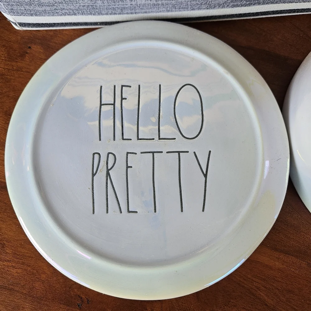 Rae Dunn Hello Pretty Ceramic Storage Container Iridescent